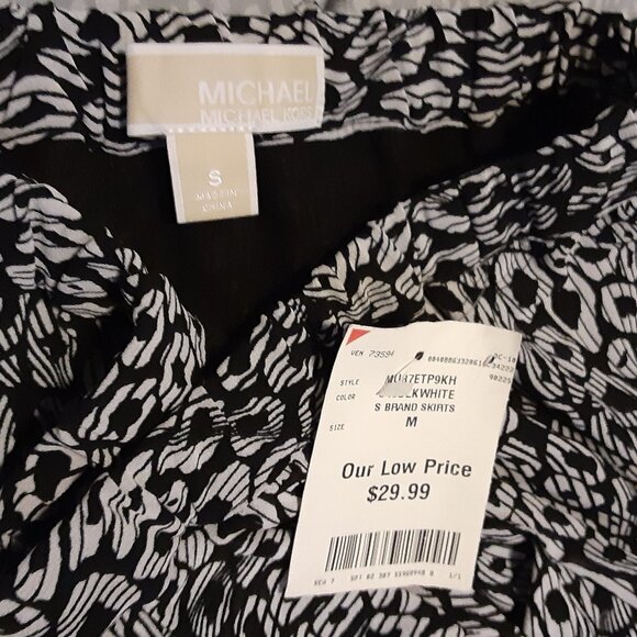 Michael Kors * Sz S * Elastic Waist 28-38" * Flowy * Blk & Wht * Mini Skirt - Picture 6 of 6